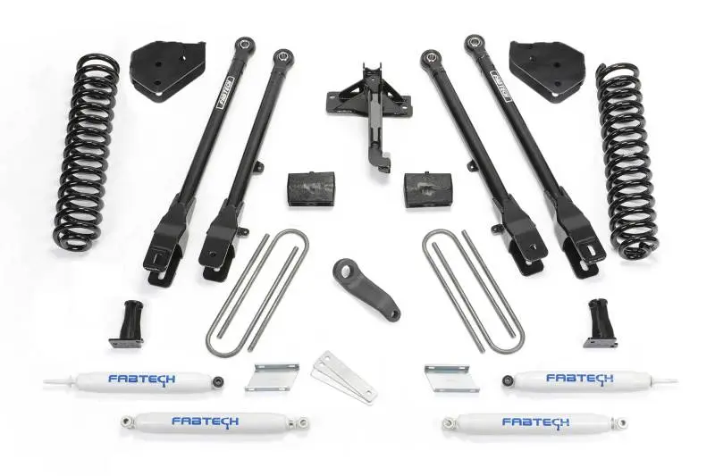 Fabtech 6in 4Link System 17-21 Ford F250 F350 4WD Gas Coils and Performance Shocks