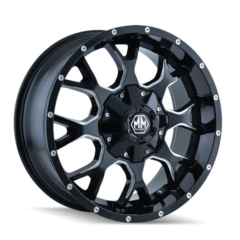 Mayhem 8015 Warrior 20x9 Black Milled Spokes Wheel 6x135 BP 0mm Offset 106mm Hub