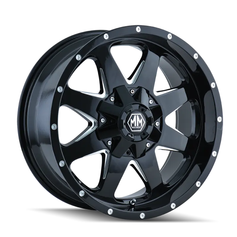Mayhem 8040 Tank 20x9 Black Wheel Milled Spokes 5x114.3 BP -12mm Offset 87mm Hub