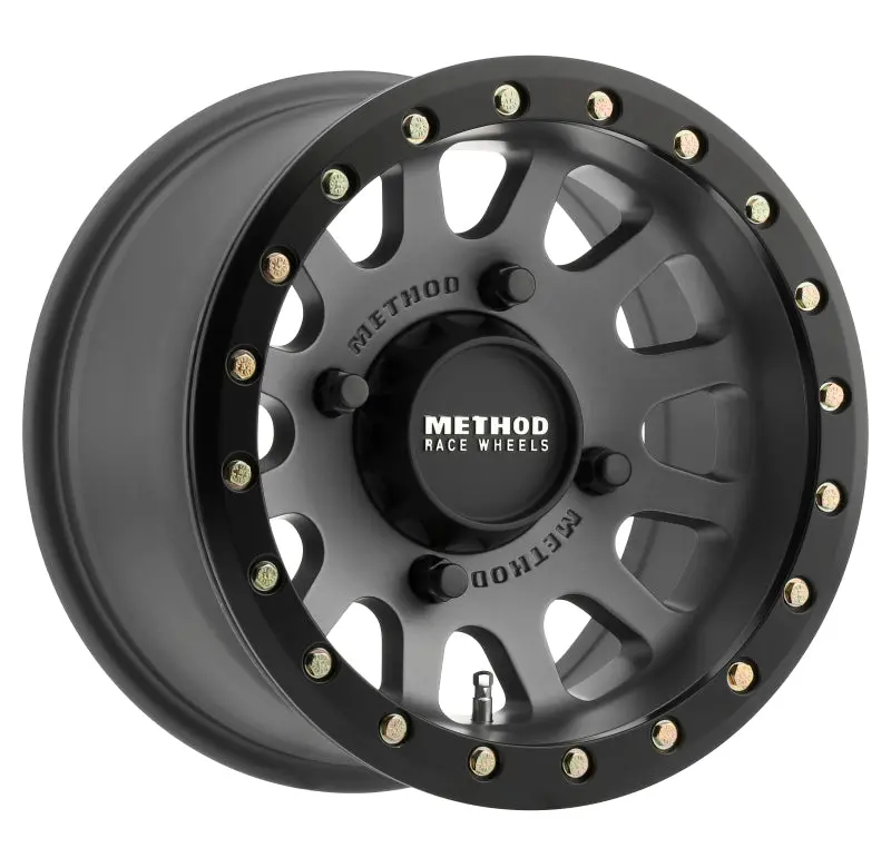 Method MR401 UTV Beadlock Wheel 14x7 4+3 13mm Offset 4x136 106mm CB Titanium Matte Black Ring Method Wheels