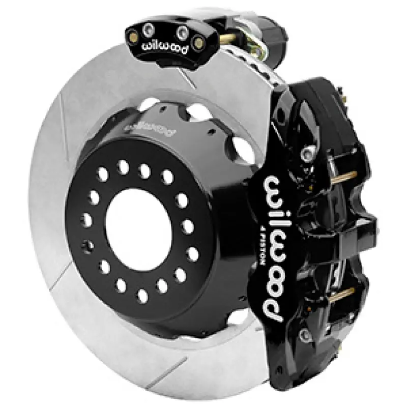 Wilwood AERO4 Rear Big Brake Electronic Parking Brake Kit Black Caliper SLT Rotor