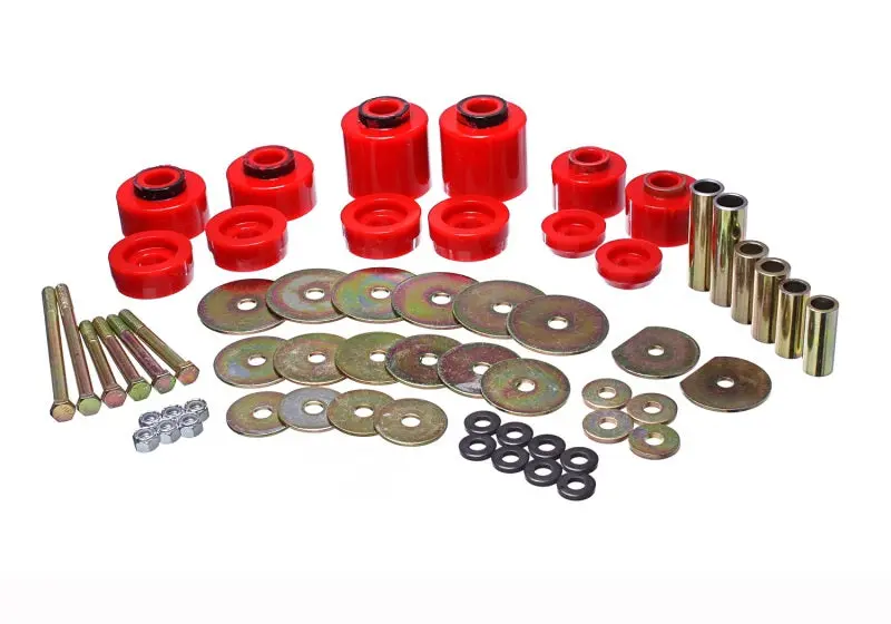 Energy Suspension 80-96 Ford F-150/250/350 Red Body Mount Set Hardware