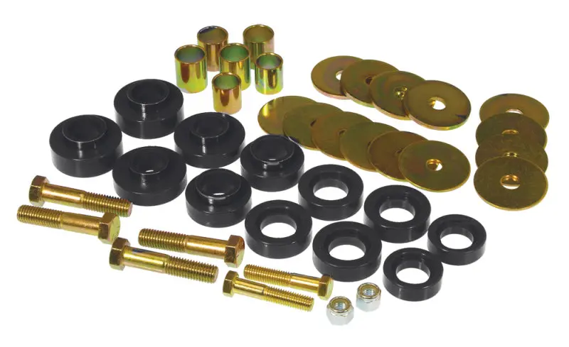 Prothane 67-81 Chevy Camaro Body Mount Kit Hardware Black Polyurethane