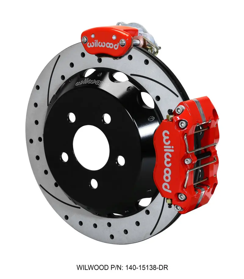 Wilwood Dynapro Radial MC4 Rear Brake Kit 12.88 Drilled & Slotted Red 2015 Ford Mustang Lines