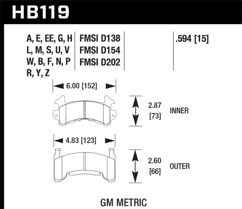 Hawk 1978-1979 Buick Century Custom HPS 5.0 Front Brake Pads Hawk Performance