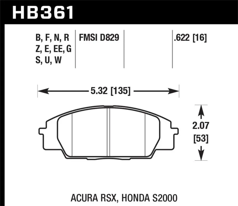 Hawk HPS 5.0 Front Brake Pads 2002-2006 Acura RSX Type-S Hawk Performance