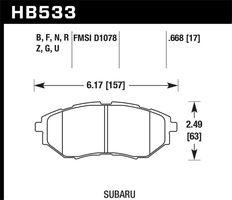 Hawk HPS 5.0 Front Brake Pads 2006-2007 Subaru B9 Tribeca Limited Hawk Performance