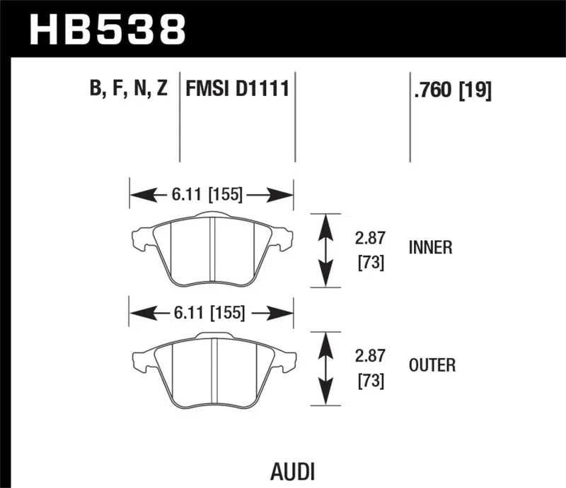 Hawk HPS 5.0 Front Brake Pads 2009 Audi A4 Cabriolet Hawk Performance