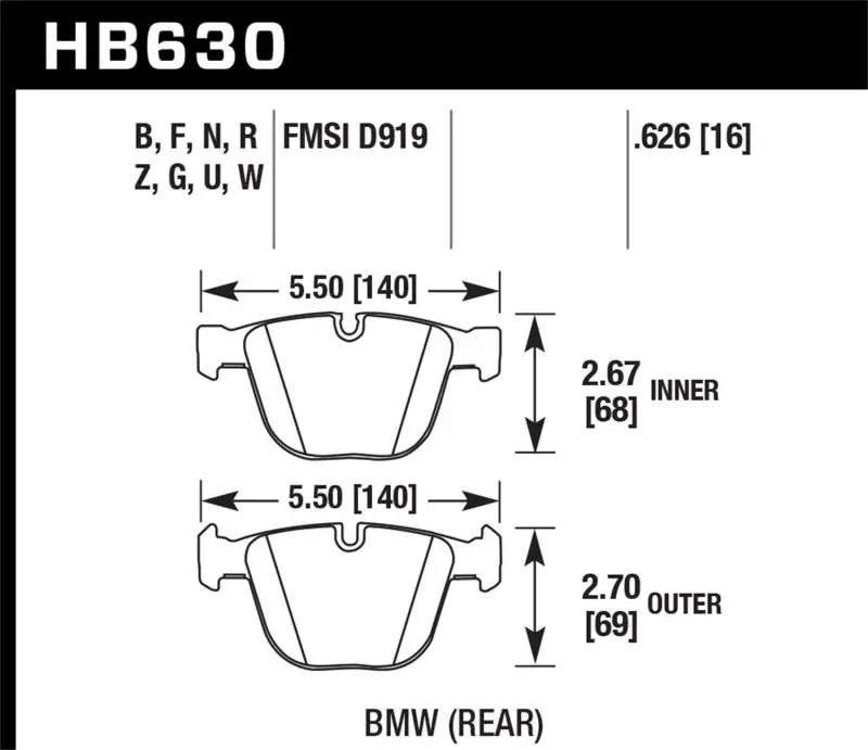 Hawk HPS Street Rear Brake Pads 02-11 BMW Various Models Hawk Performance