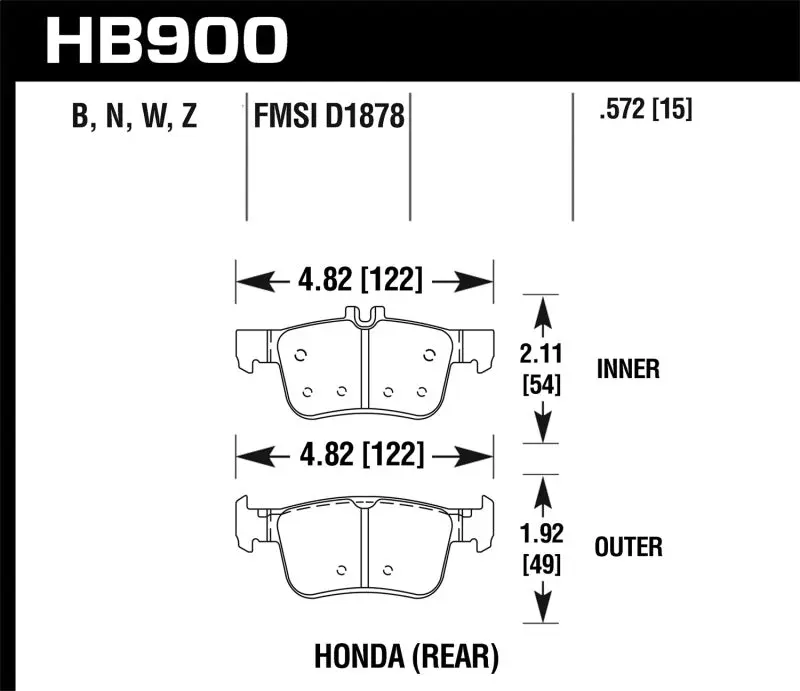 Hawk HP+ Street Rear Brake Pads 16-19 Honda Civic Excludes Si and Type R Hawk Performance