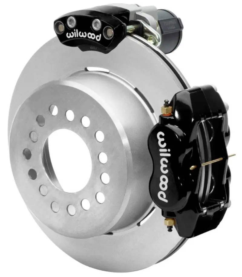 Wilwood Dynalite Rear Electronic Parking Brake Kit Black Caliper Plain Rotor