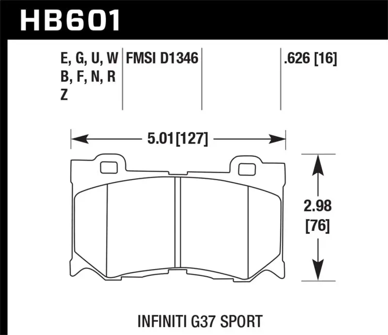 Hawk 2009-2013 Infiniti FB50 Sport HPS 5.0 Front Brake Pads High Performance Hawk Performance