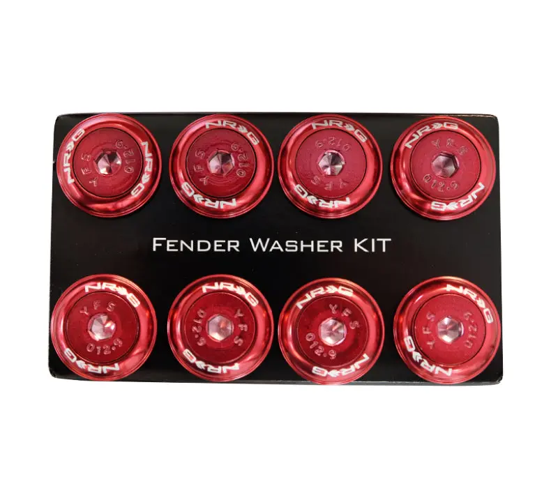 NRG Fender Washer Kit Color Matched M8 Bolt Rivets Plastic Red - Set 8