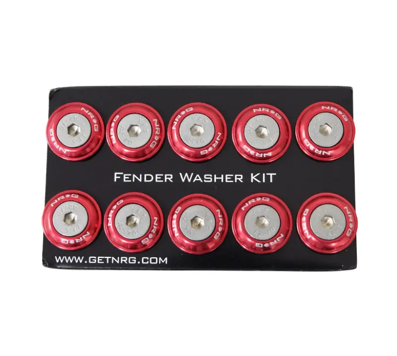 NRG Fender Washer Kit Rivets Plastic Red - Set 10