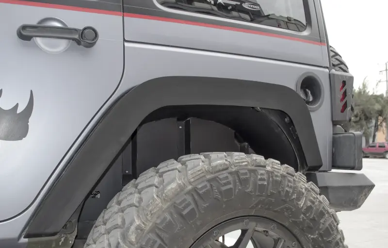Go Rhino 07-18 Jeep Wrangler JK/JKU Rear Fender Liners - Durable Textured Black