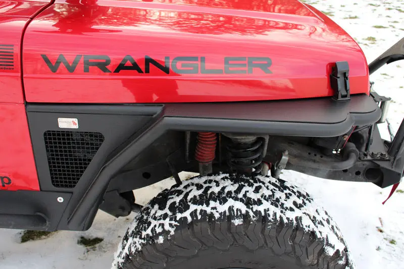Fishbone Offroad 97-06 Jeep Wrangler TJ Black Textured Powdercoat Steel Tube Fenders Front 3In Flare