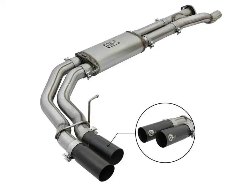 aFe POWER Rebel Series 3in 409 Stainless Steel Cat Back Exhaust Black Tips 17 Ford F-150 Raptor V6 3.5L