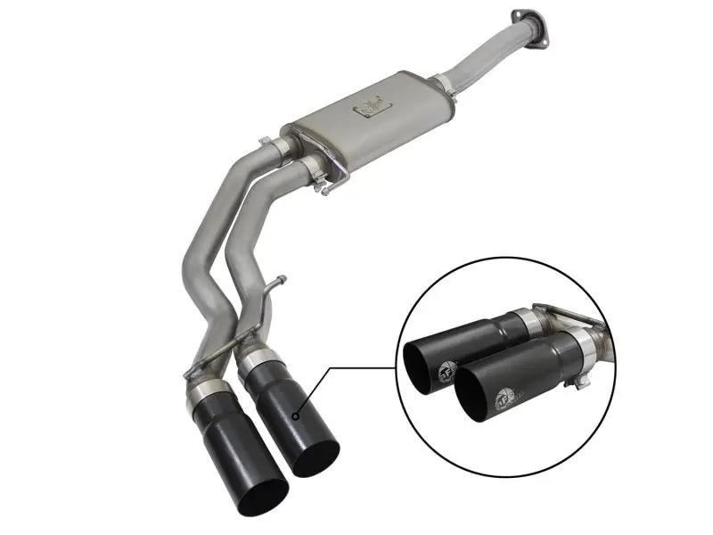 aFe Rebel Exhausts 3in Stainless Steel Cat-Back 15-16 Ford F-150 EcoBoost V6 2.7/3.5L V8 5.0L Black Tips