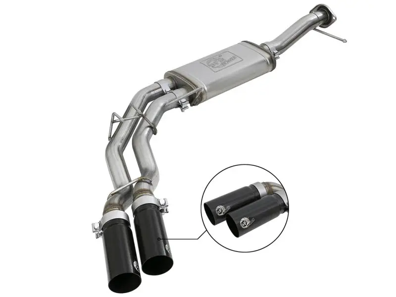 aFe Rebel Series Exhaust 3in Stainless Steel Middle Side Exit Cat-Back Black Tips 11-14 Ford F150 EcoBoost V6 3.5L