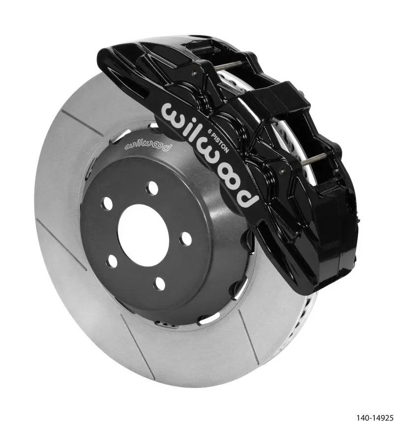 Wilwood SX6R Front Brake Kit 15in Slotted Black Rotor Brake Lines 2015+ Ford Mustang