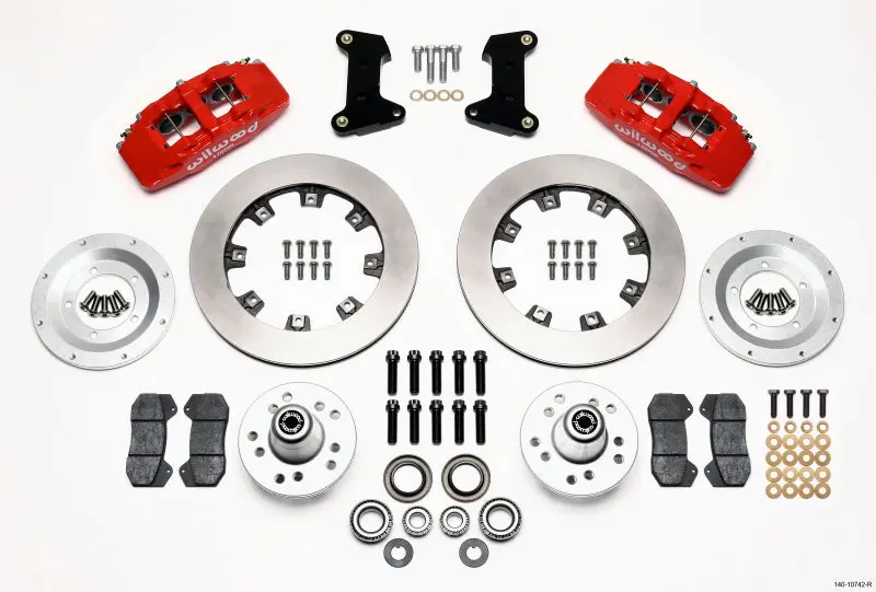 Wilwood Dynapro 6 Front Hub Kit 12.19in Red 74-80 Pinto/Mustang II Disc Spindle Only