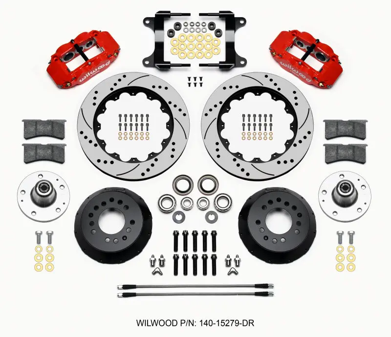 Wilwood Narrow Superlite 6R Front Hub Kit 14.00in Drill Red 82-92 Camaro Firebird