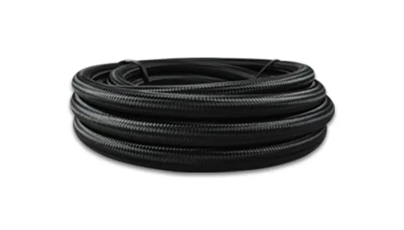 Vibrant -6 Black Nylon Braided Flex Hose 150 Foot Roll 0.56in ID High Temperature Fuel Line