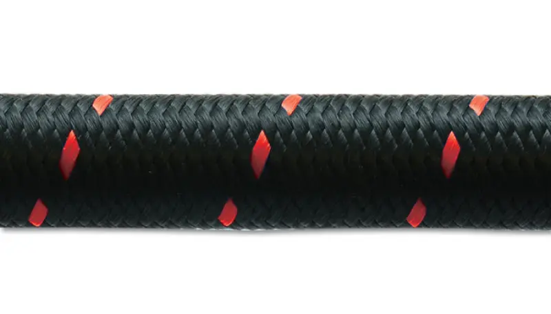Vibrant -8 Two-Tone Black/Red Nylon Braided Flex Hose 2 Foot Roll