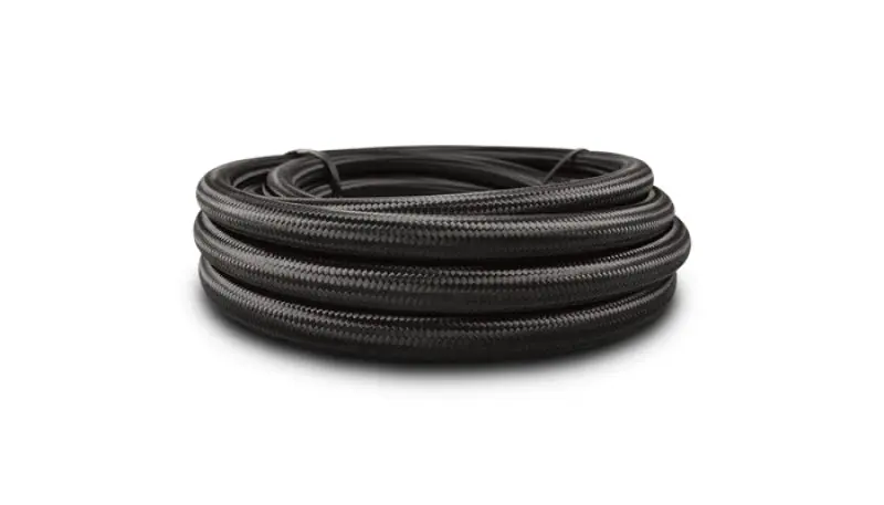 Vibrant -4 Black Nylon Braided Flex Hose 2 Foot Roll Light Duty Applications