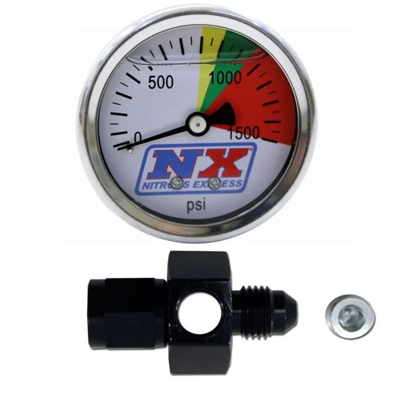 Nitrous Express N2O Flo-Thru Pressure Gauge 0-1500 PSI 4AN Nitrous Systems