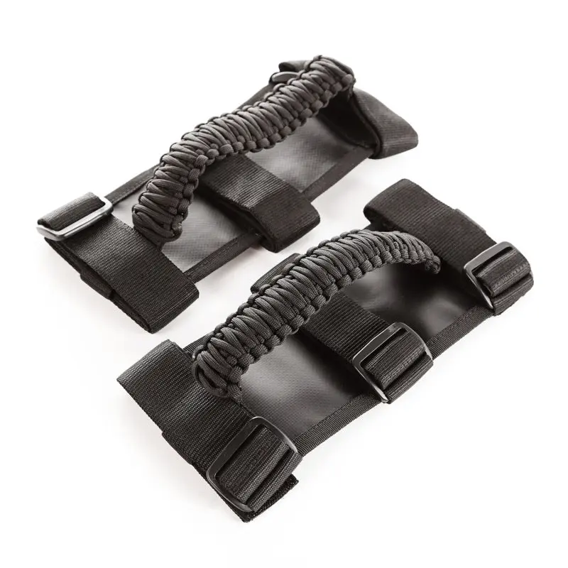 Rugged Ridge Paracord Grab Handles Black Black Pair Jeep