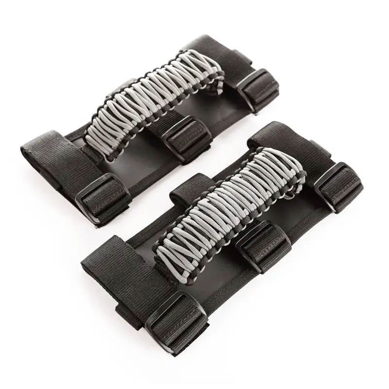 Rugged Ridge Paracord Grab Handles Gray Black Pair Jeep