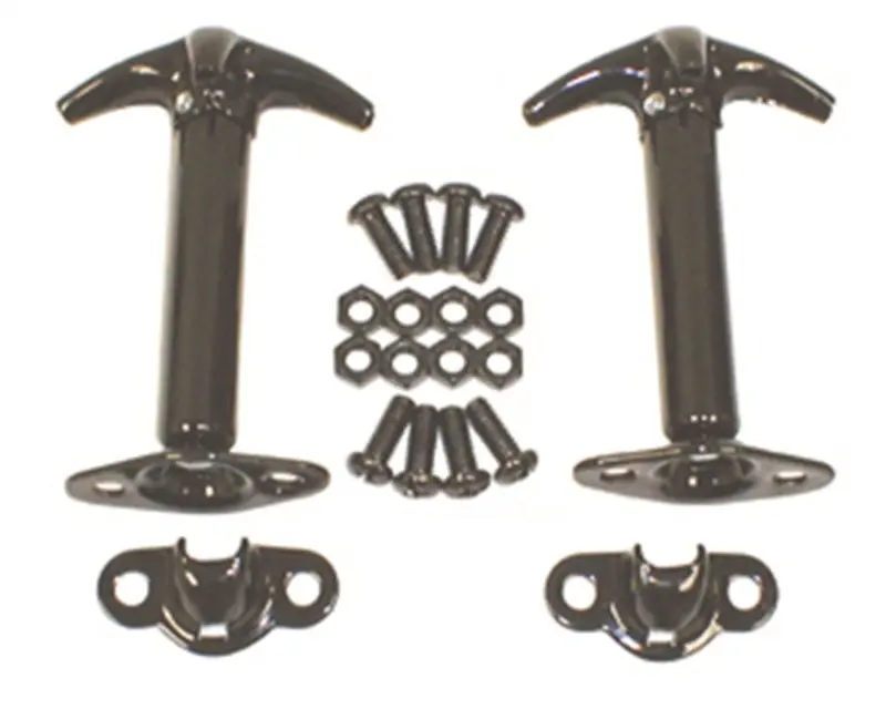 Rugged Ridge 41-95 Jeep CJ Wrangler Black Hood Catch Kit Secure Latch System