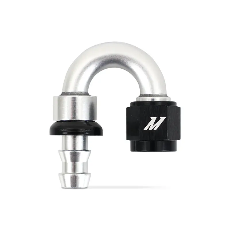 Mishimoto 180 Degree Push Lock Fitting 6AN Black Aluminum Hose Connector