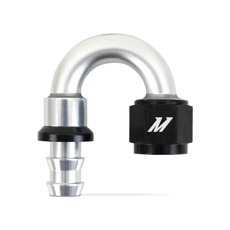 Mishimoto 180 Degree Push Lock Fitting 8AN Black Aluminum Hose Connector