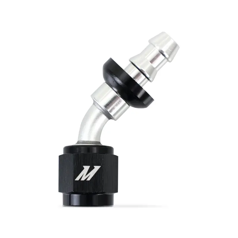 Mishimoto 45 Degree Push Lock Fitting 4AN Black Aluminum Hose Connector