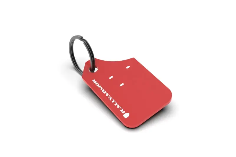 Rally Armor Mini UR Mud Flap Keychain Red White Logo