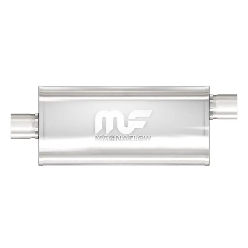 MagnaFlow Stainless Steel Muffler 18x5x8 2.25x2.25 Offset Inlet Center Outlet