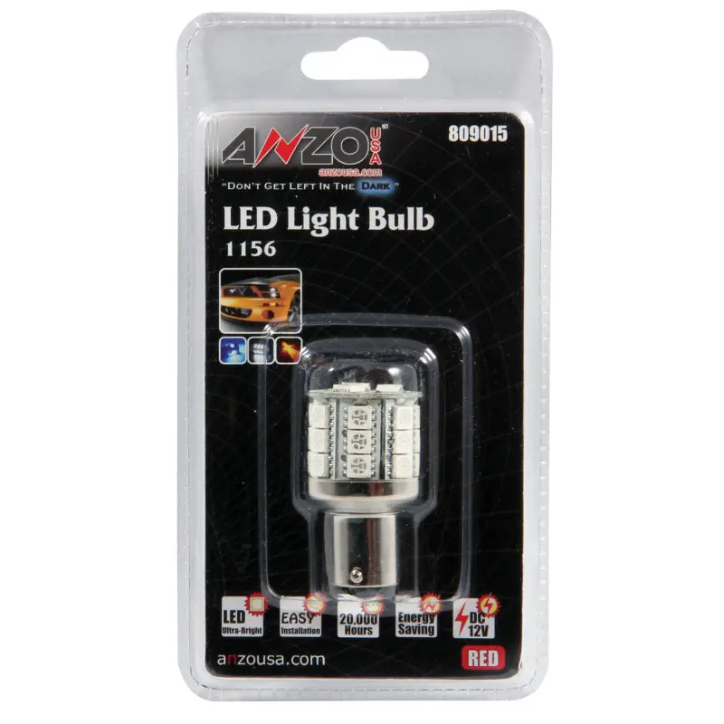 ANZO 1156 LED Bulbs Red 23 LEDs 1 3/4in Tall Universal Replacement