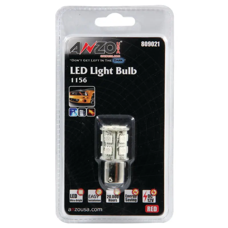 ANZO 1156 LED Bulbs Red 13 LEDs 1 3/4in Tall Universal Fit
