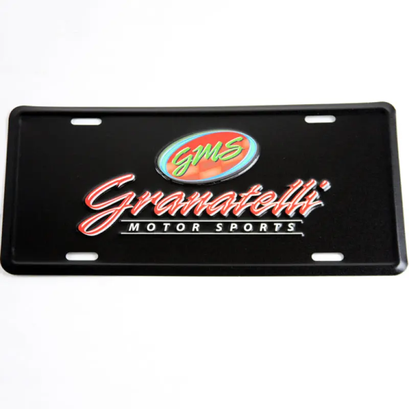 Granatelli Motor Sports Aluminum License Plate Black Face Full Color Logo