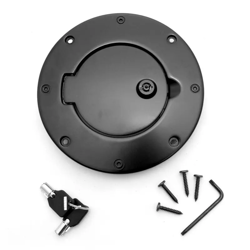 Rugged Ridge Locking Gas Cap Door Black Aluminum 1997-2006 Jeep Wrangler TJ