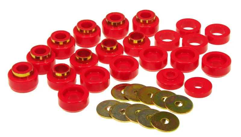 Prothane 87-96 Jeep Wrangler Body Mount Bushing Kit Red