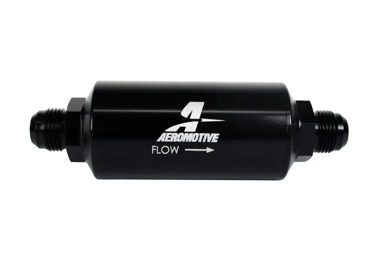 Aeromotive -Line Fuel Filter -10 Male 10 Micron Fabric Element Bright Dip Black