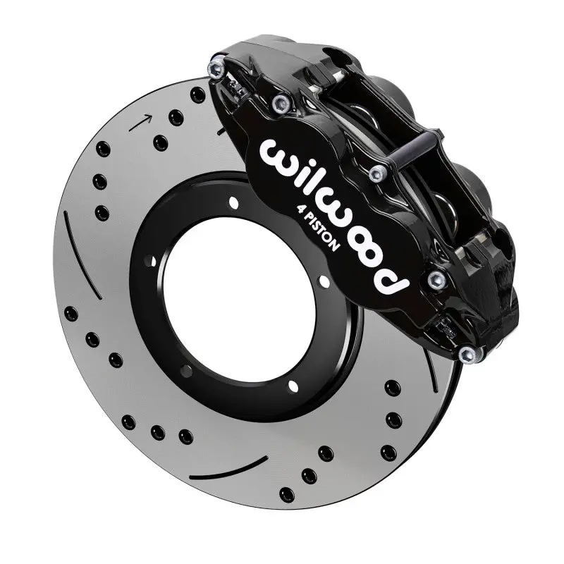 Wilwood 69-83 Porsche 911 Front Superlite Brake Kit 3.5in MT Drilled Slotted Black
