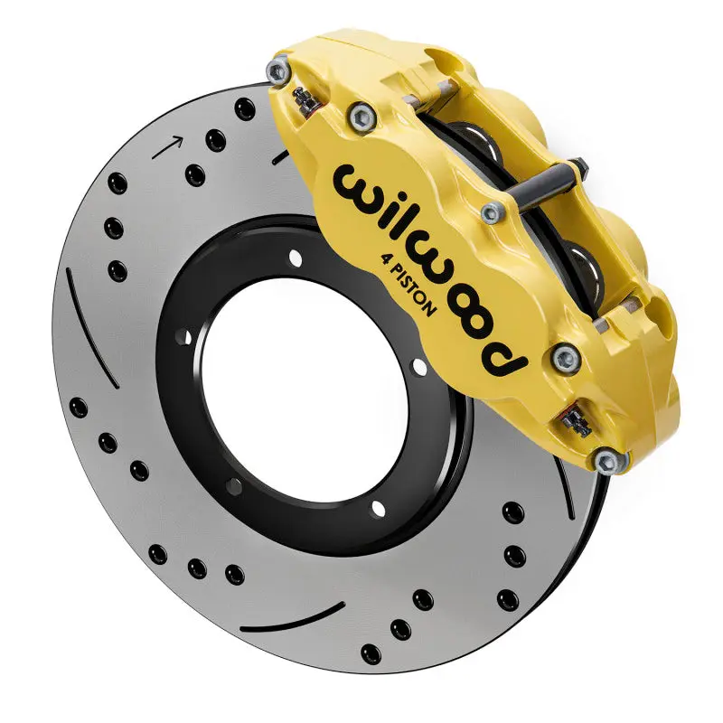 Wilwood 69-83 Porsche 911 Front Superlite Brake Kit 3.5in MT Drilled Slotted Yellow