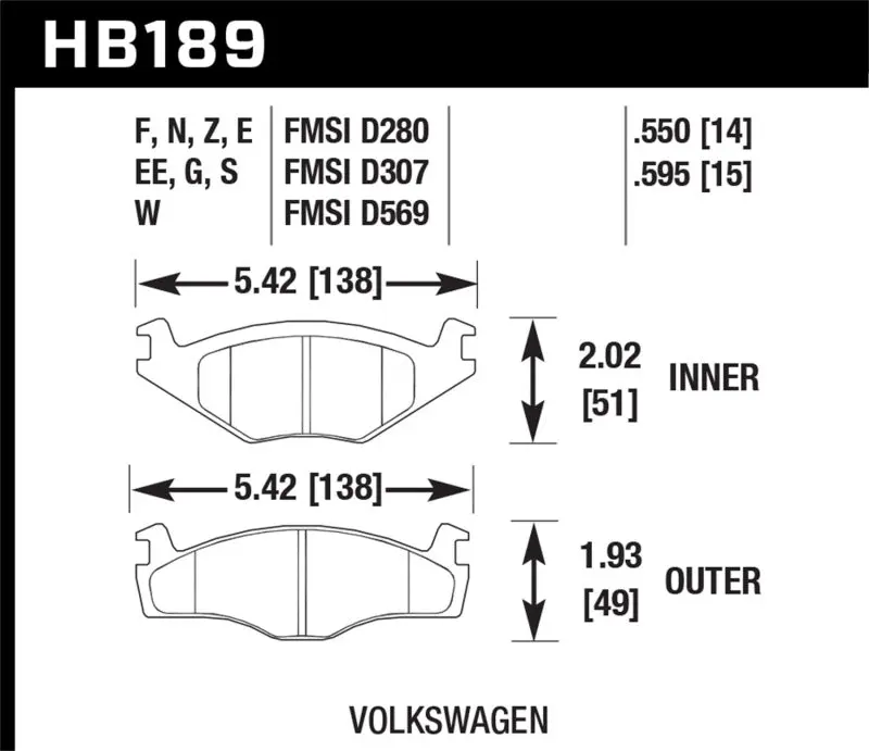 Hawk 79-84 VW Rabbit 85-90 Cabriolet DTC-60 Race Front Brake Pads Track Use Hawk Performance