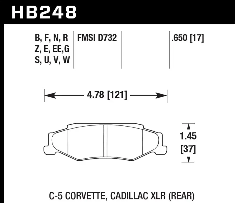 Hawk 97-12 Corvette 01-04 Z06 05-09 Z51 Blue 9012 Race Rear Brake Pads Track Ready Hawk Performance
