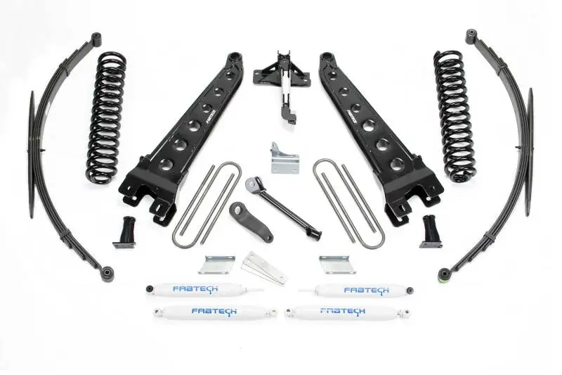 Fabtech 08-16 Ford F250/350 4WD 8in Radius Arm System Coils Rear Leaf Springs and Performance Shocks