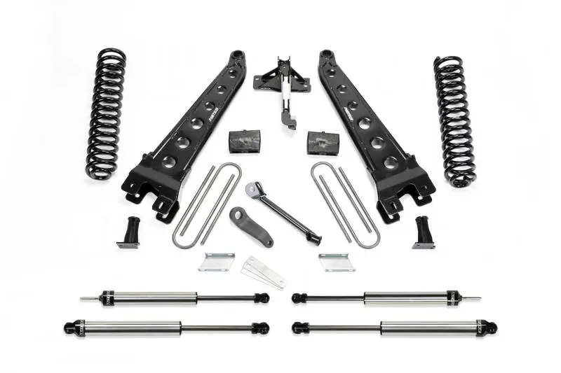 Fabtech 4in Radius Arm Lift Kit 17-21 Ford F250 F350 4WD Gas Coils and DLSS Shocks